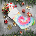 Miniatyrbillede 6 af 7: Jule-Strømpe, Personlige Jule-Strømper 2-pak Tie Dye Regnbue Pride Swirl Print 45,7 cm Jule-Strømper Hængende Ornament Pejs
