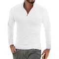 Miniatyrbillede 2 af 4: Herre Lang/Kortærmet Polo Skjorter Quarter-Zip Casual Slim Fit Mock Neck Basic