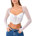 Miniatyrbilde 1 av 5: Kvinners Sweetheart Neck Sheer Mesh Langærmet Bustier