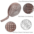 Miniatyrbillede 4 af 5: Rose Gold Rhinestone Ribbons - 2 ruller Mesh Ribbon Strip