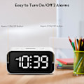 Miniatyrbild 4 av 9: LED Digital Väggklocka för Sovrum Dubbel med Snooze för Tung Sovande Vuxna Barn med USB-port för Laddning 10~100dB Justerbar Volym Vit
