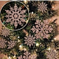 Miniatyrbillede 1 af 5: 36 stk. Jule Rose Gold Snowflake Ornamenter Plastik Glitter Snefnug