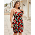 Miniatyrbilde 3 av 5: Kvinners Plus Size Blomstermønster Spaghetti Stropp Fest Mini Bodycon Kjoler
