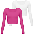 Miniatyrbillede 1 af 5: Letvægts Yoga Crop Tops Slim Fit Langærmede Træningstrøjer til
