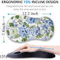 Miniatyrbild 5 av 7: Blå Hortensia Ergonomisk Musmatta med handledsstöd, Vit Söt Blå Blommig Musmatta Kawaii Handledsstöd Smärtlindrande Musmatta med Minnesskum Blå