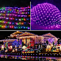 Miniatyrbilde 8 av 8: RGB Net Lights, Julefarge skiftende utendørs LED Mesh Lights, 14,8x4,9 ft 240 LED Julelys Nettdekorasjoner, koblingsbar plugg inn