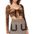 Miniatyrbild 3 av 5: Kvinnors volang långärmad off shoulder tie up back crop top blus