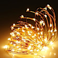 Miniatyrbillede 2 af 7: Solcelledrevne lyskæder, 100LED kobbertråds solcellelyskæder 33Ft 8 tilstande Vandtætte udendørs lyskæder til julefest bryllupsdekoration