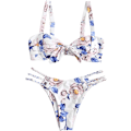 Miniatyrbillede 1 af 5: Kvinde Bred Strop Binde Knude Flettet Blomster Bikini Sæt Todelt Badedragt