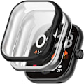 Pikkukuva 1 / 5: [2 kpl] Kotelo yhteensopiva Xiaomi Redmi Watch 4:n kanssa, musta erittäin läpinäkyvä kokonaisvaltainen suojakotelo näytönsuojalla, [Sormenjälkiä estävä] [Naarmu-