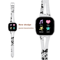 Miniatyrbild 3 av 5: För Fitbit Versa 2 Läder Mellanöppning Klockarmband IDZ White Ash Flower