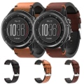 Miniatyrbillede 3 af 5: For Garmin Fenix 3 Hr 26mm Læder Søm Stål Spænde Urrem TCL Black