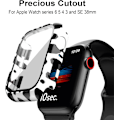 Pikkukuva 2 / 5: Yhteensopiva Apple Watch -kotelon 45 mm Series 9 / Series 8 / Series 7 45 mm kanssa, lehmänkuvioinen kotelo karkaistulla lasisella näytönsuojalla, kuplaton kova kotelo