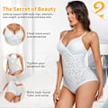 Miniatyrbillede 4 af 5: Thong Shapewear til kvinder, mavekontrol, blonde bodystocking, V-hals tanktop, talje