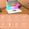 Miniatyrbilde 6 av 8: Lydmaskin med alarmklokke for soverom, doble høyttalere, 15W trådløs lader, alarmklokke Bluetooth-høyttaler for tunge sovende, nattlys