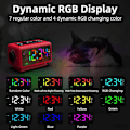 Miniatyrbild 5 av 9: Digital väckarklocka med 11 dynamisk RGB-display, FM-radioväckarklocka med 2 USB-portar, sömnljudmaskiner med timer, 000 % dimmer, dubbla röda