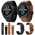 Miniatyrbillede 4 af 5: For Garmin Descent Mk 2i 26mm Læder Stål Spænde Urrem LEI Brown