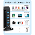Miniatyrbillede 5 af 5: USB-oplader 6 porte 50W Multi USB Tower-ladestation