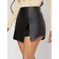 Miniatyrbilde 3 av 5: Kvinners Kontrast Bindende Knute Side Midje Asymmetrisk Skjørt Shorts