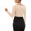 Miniatyrbilde 3 av 5: Kvinners langarmede ribbestrikket Crop Top Scoop Neck