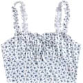 Miniatyrbilde 1 av 4: Kvinners Volang Trim Stropp Bånd Knute Rynket Front Bustier Crop Top