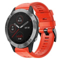 Miniatyrbillede 1 af 5: Til Garmin Fenix 6 Gps Metal Spænde Solid Color Silikonurrem SKT Red