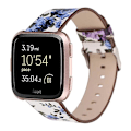 Miniatyrbild 1 av 5: Blommigt mönster klockarmband för Fitbit Versa 1 / 2 VUJ White Blue