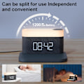 Miniatyrbilde 4 av 11: Vekkerklokke med multifunksjonell mobiltelefonklokke Trådløs lading 15W Maks Touch-senglampe, 3 farger nattlys, sovetimer for grå S26W