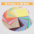 Miniatyrbilde 2 av 5: Origamipapir 50 farger 100 ark - Dobbeltsidig farget origamisett