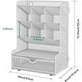 Miniatyrbilde 2 av 7: Skrivebordsarrangør med skuff, nettbrettstativ for skrivebord, multifunksjonell blyantholder, enkel montering, veggmontert metallstativ for skole, hvit