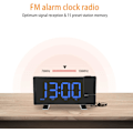 Miniatyrbild 3 av 8: Projektion för sovrum med radio, 8” böjd skärm LED digital klocka stor display, USB-laddningsport, automatisk dimmer, snooze, dubbel väckarklocka