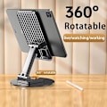 Miniatyrbillede 4 af 5: Telefonholder til skrivebord: Justerbar vinkel, foldbar, bærbar mobiltelefon- & iPad-tablet holder med stor, stabil 360 graders drejelig base til Ta