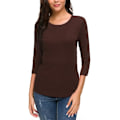 Miniatyrbilde 5 av 5: Kvinners Casual Rund Hals 3/4 Ermet Basic T-skjorte Solid Plain Bomull Topper