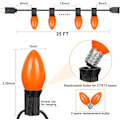 Miniatyrbild 2 av 7: C7 Halloween-lampor, 25FT utomhus orange LED-slingor med 27 orange LED-lampor (2 reserv), utmärkt som Halleween-julprydnader för hemmet