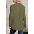 Miniatyrbild 2 av 3: Dam Casual Button Down Skjortor V-hals Chiffon Långärmad Krage Kontor