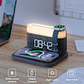 Miniatyrbilde 5 av 11: Vekkerklokke med multifunksjonell mobiltelefonklokke Trådløs lading 15W Maks Touch-senglampe, 3 farger nattlys, sovetimer for grå S26W