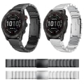 Miniatyrbillede 3 af 5: For Garmin Fenix 7 Sapphire Solar 22mm Skildpadde Skal Rustfrit Stål Urrem YTU Black