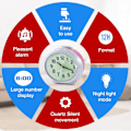 Miniatyrbild 5 av 8: Analog Talking Alarm Clock - Talar tydligt tid och datum - Lätt att använda med stora siffror på en luminescerande bakgrund för demens,