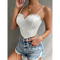 Miniatyrbilde 5 av 5: Kvinners ermeløs kjede spaghetti stropp flekk cami crop topp bustier