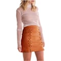 Miniatyrbilde 2 av 5: Kvinners Klassisk Høy Midje Snøring Bodycon Faux Suede A Linje Mini