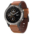 Miniatyrbillede 1 af 5: For Garmin Fenix 5 22mm Læder Stål Spænde Urrem CXP Brown