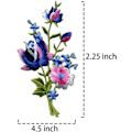 Miniatyrbild 2 av 5: Rosa blå rosor par blommor blombukett boho broderade applikationer strykmärken