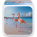 Miniatyrbild 4 av 8: LED-väckarklocka, Flamingo på stranden Tryck Flerfärgad väckarklocka Geometrisk väckarklocka Sovrumsväckarklocka Tyst väckarklocka Vit Vit