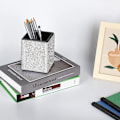 Miniatyrbilde 5 av 7: Crystl Glitter n Holder for Desk Shiny ncil Pot Holder Box Bling Rhinestone n ncil Cup Orgnizer Decortive Mkeup Brushes Holder Gret White