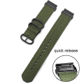 Miniatyrbild 2 av 5: För Garmin Fenix 7 Trefaldig Stålspänne Nylon Klockarmband TKS Army Green