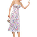 Miniatyrbilde 2 av 5: Boho Floral Lang Kjole for Kvinner Y2k Spaghetti Stropp Bodycon Lang Kjole Blomst