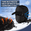 Miniatyrbilde 2 av 5: Vinter Trapper Aviator Hat, 3-i-1 Ushanka Russisk Hat for Menn, Ansiktsdeksel