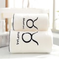 Miniatyrbild 1 av 6: Mjuka set 12 konstellationer Bokstäver Broderade ansikte Badlakan Stor Stark Vattenabsorption För Vuxen Serviette De Bain Style F