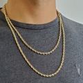 Miniatyrbild 2 av 6: Tjock Twist Chain Halsband Män Mode Smycken Rostfritt Stål Hane 60CM Fet rep Chain Halsband Bästa presenterna till pojkvän 40cm Gold-color