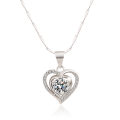 Miniatyrbild 5 av 5: Koreansk stil Heart of Eternity Blå diamanthänge Zirkon Hjärtformat halsband Kvinnlig Choker Temperament Tiktok Samma smycken Platinum Melon Seeds Chain